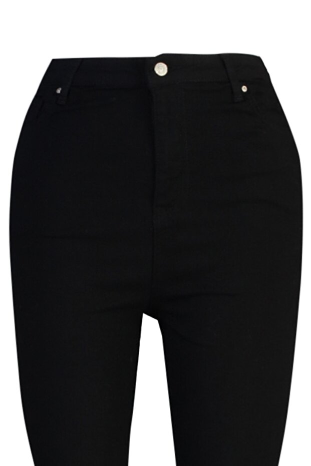 Solmayan Siyah Yüksek Bel Esnek/Stretch Büyük Beden Skinny Jeans TBBAW23CJ00061 - 14