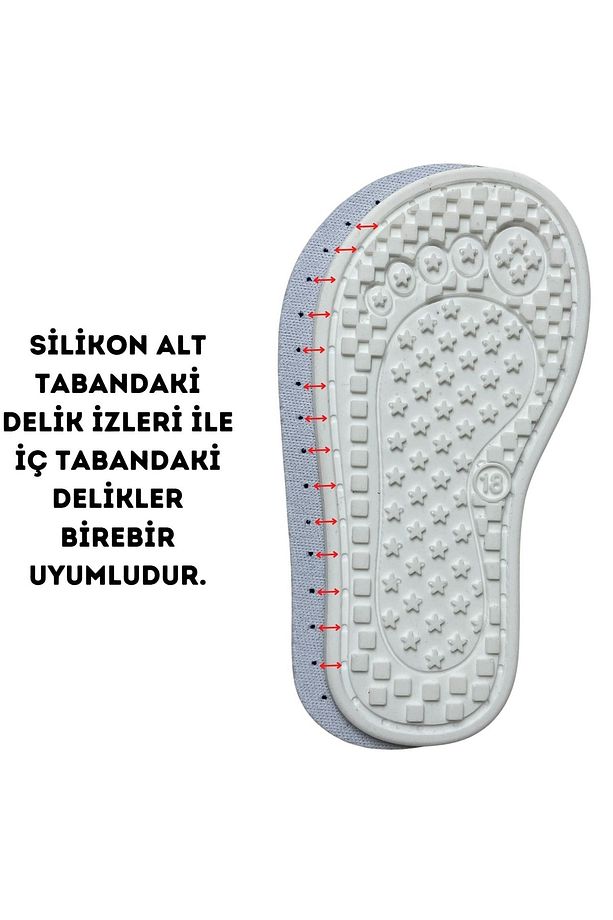 Fuşya Yumuşak Silikon Bebek Çocuk Panduf Tabanı, Hobi Örgü Patik Için Delik Izli Silikon Alt Taban - 4