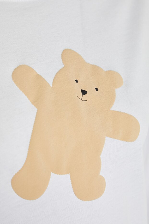Gri %100 Pamuklu Ayıcıklı Örme Pijama Takımı THMAW21PT0302 - 8