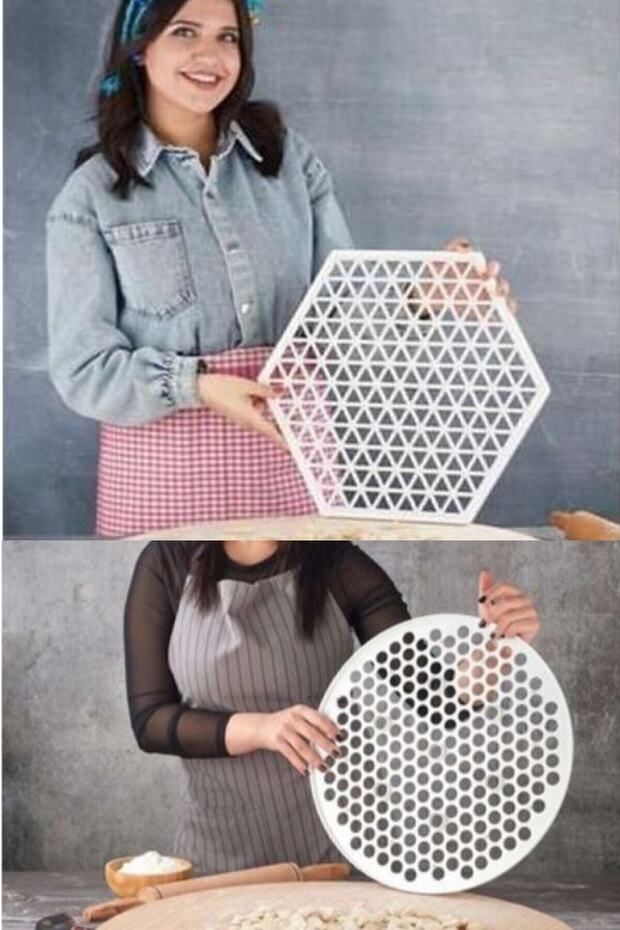 Practical Hexagonal and Triangular Ravioli Mold Dough Cutting Apparatus XL 40 cm Set of 2 - 1