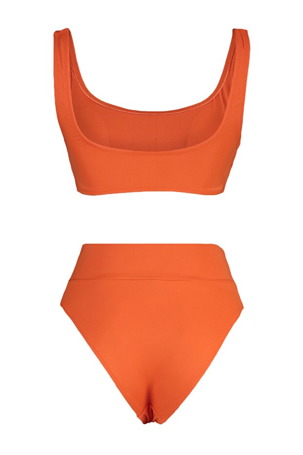 Nar Çiçeği Bralette Kaplı Regular Yüksek Bel Bikini Takımı TBESS22BT0010 - 10