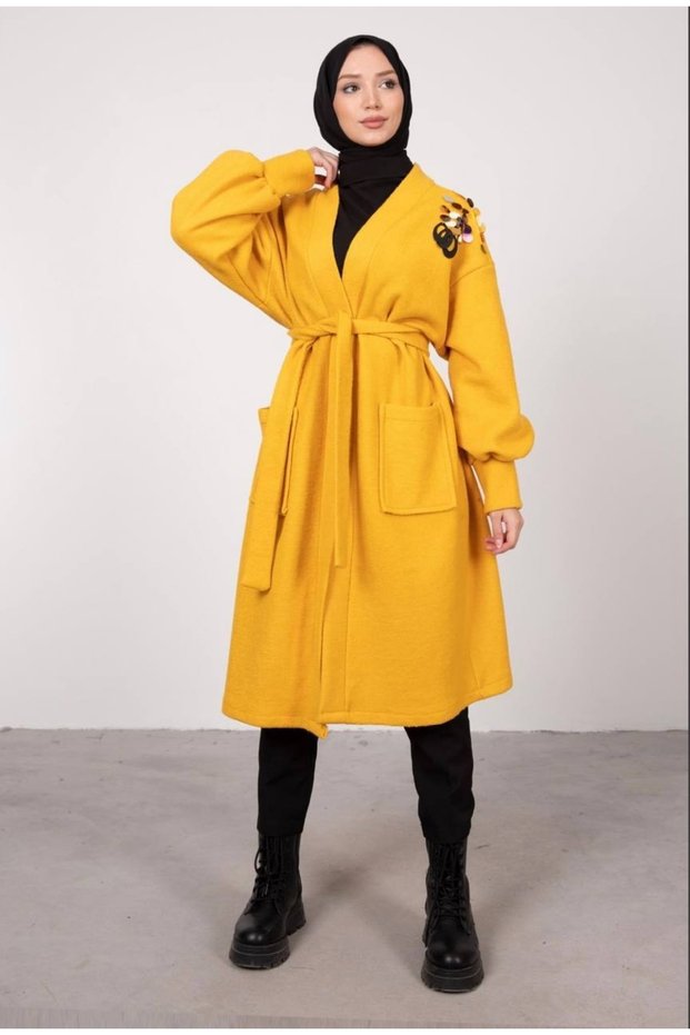 Sequin Hijab Cardigan - yellow
