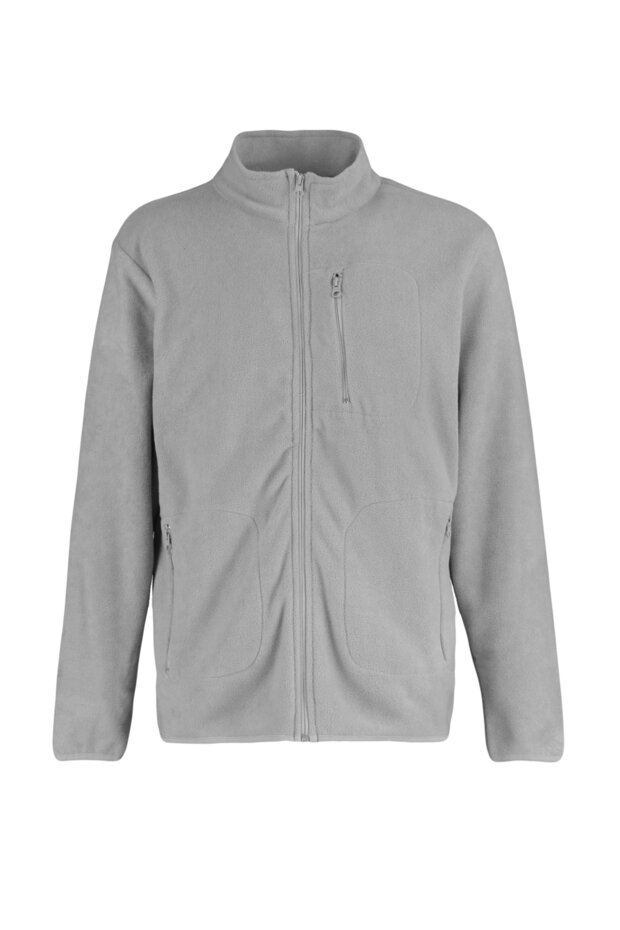 Gri Regular/Normal Kesim Fermuarlı Sıcak Tutan Kalın Anti-pilling Polar Sweatshirt TMNAW23HI00050 - 6