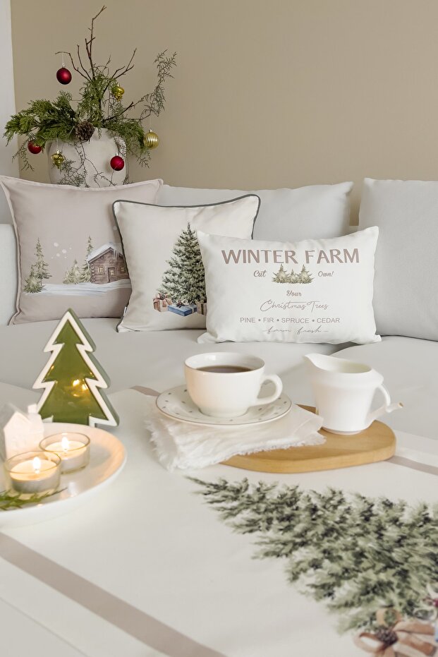 Winter New Year New Year 3-Piece Set with Piping Throw Pillow Cover