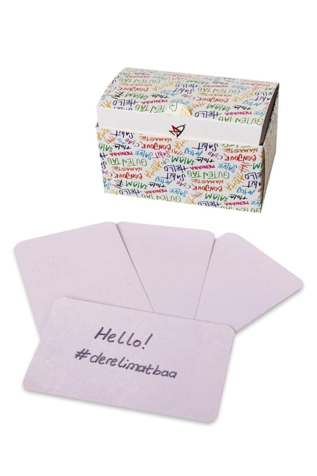 Lila Not Kartı Not Etiketi Kutulu 100 Adet Özel Oval Kesimli - 1