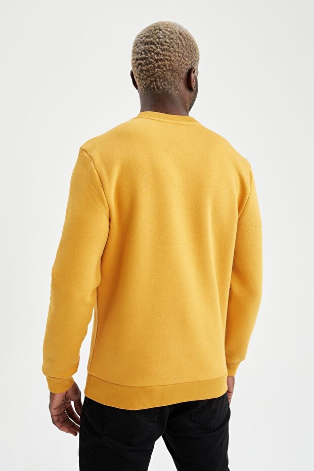 Regular Fit Bisiklet Yaka Basic Pamuklu Sweatshirt - 6