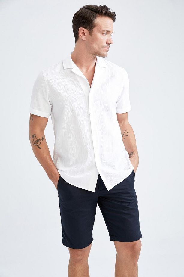 Regular Fit Basic Chino Pamuklu Bermuda Şort - 3