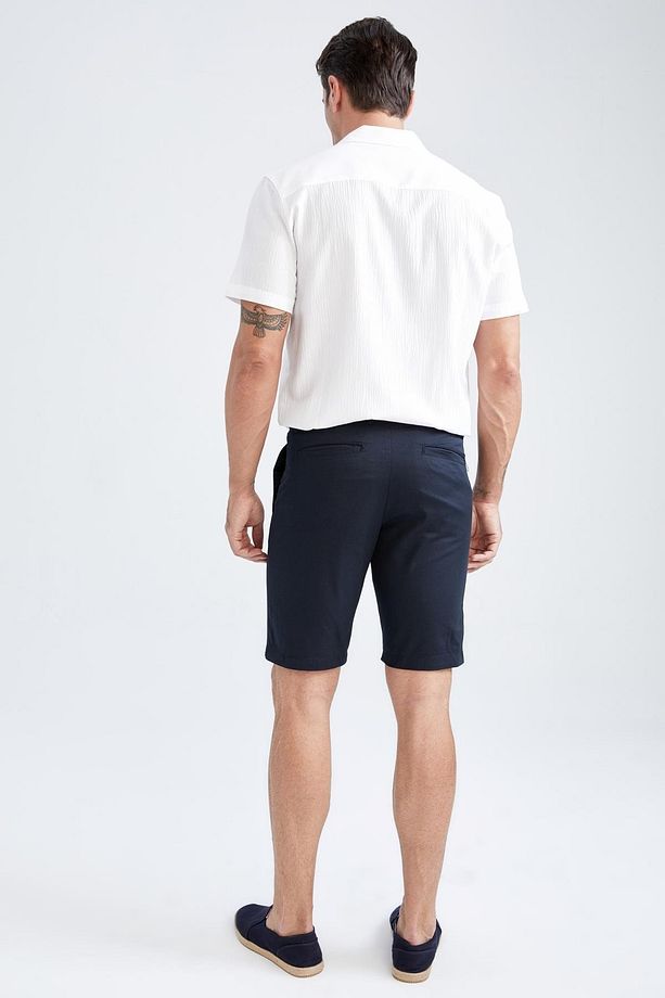 Regular Fit Basic Chino Pamuklu Bermuda Şort - 6