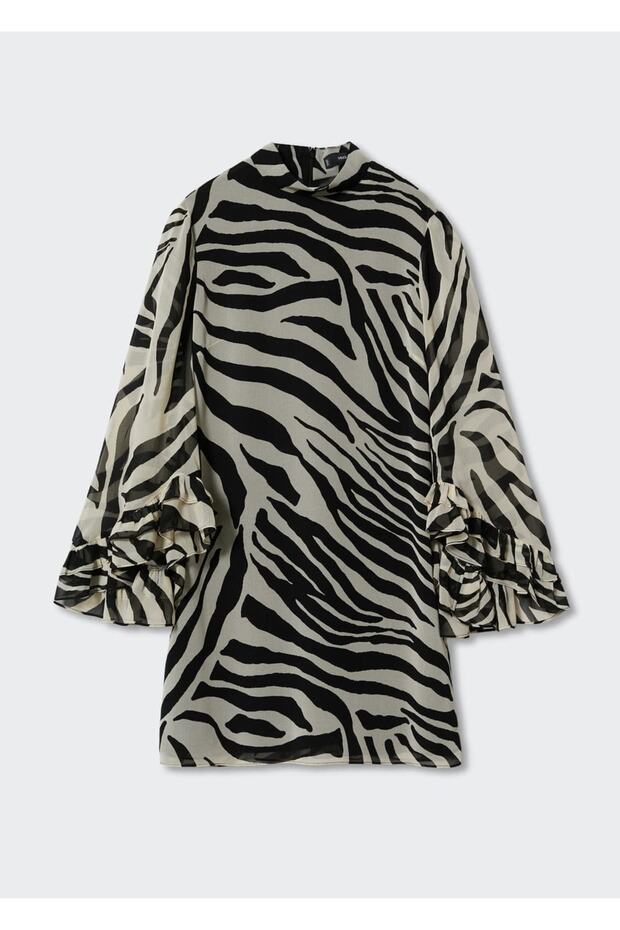 Leopar Desenli Elbise - 3