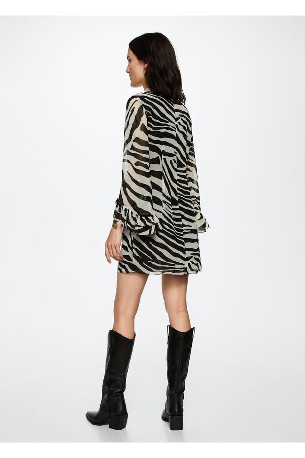 Leopar Desenli Elbise - 4