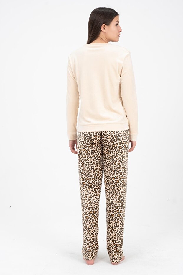 Kadın Leopar Desenli Süper Soft Pijama Takımı - 6