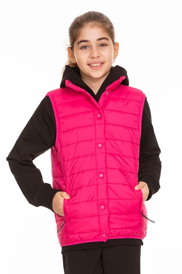 Unisex Kapitone File Astarlı Çıtçıtlı Yelek - 1