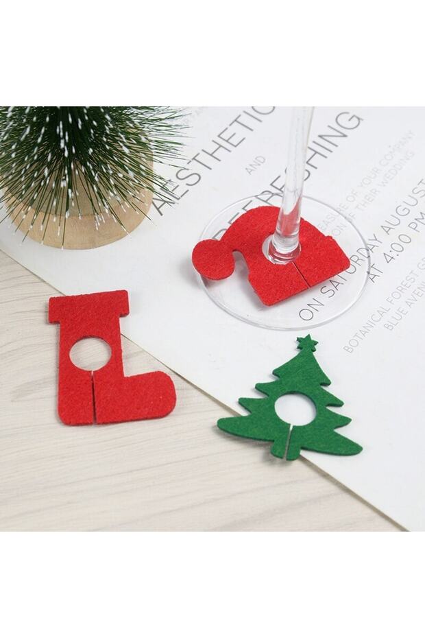 6 Pieces Christmas Decorative Goblet Ornament New Year Table Accessory - Decorative Felt Ornament New Year