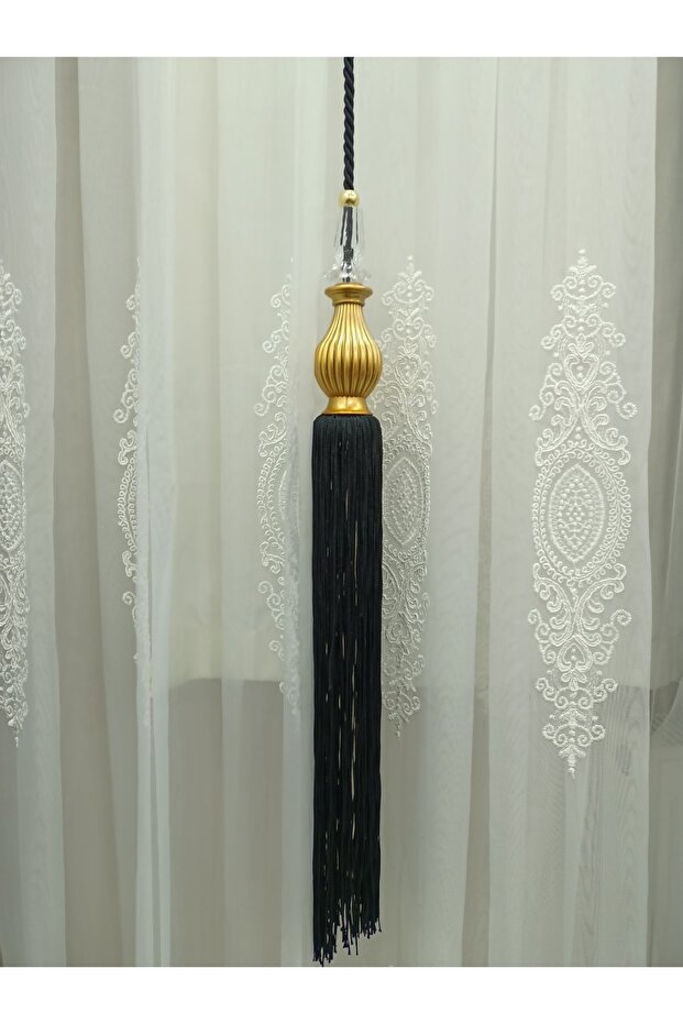 Fon Perde Orta Sarkıt Siyah - 1