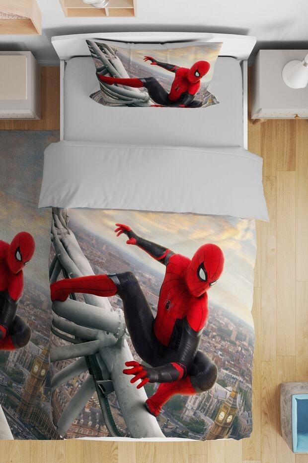 Spider Patterned Single Baby Kids Bedding Set in Concrete