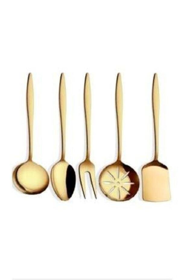 طقم تقديم من التيتانيوم الذهبي اللامع من ياكوت 5 قطع - 1