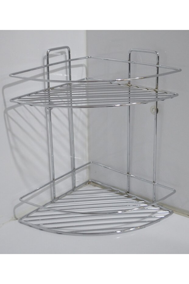 Stainless Double 300x230x320 Bathroom Corner Steel Chrome Luster Shelf Shampoo Holder Corner Holder