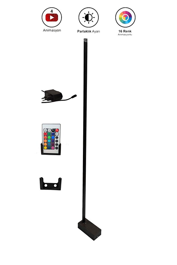 Oda Aydınlatma Full Rgb Lambader - Uzaktan Kumandalı - Rgb Modern Lambader - Kasa Rengi Antrasit - 1
