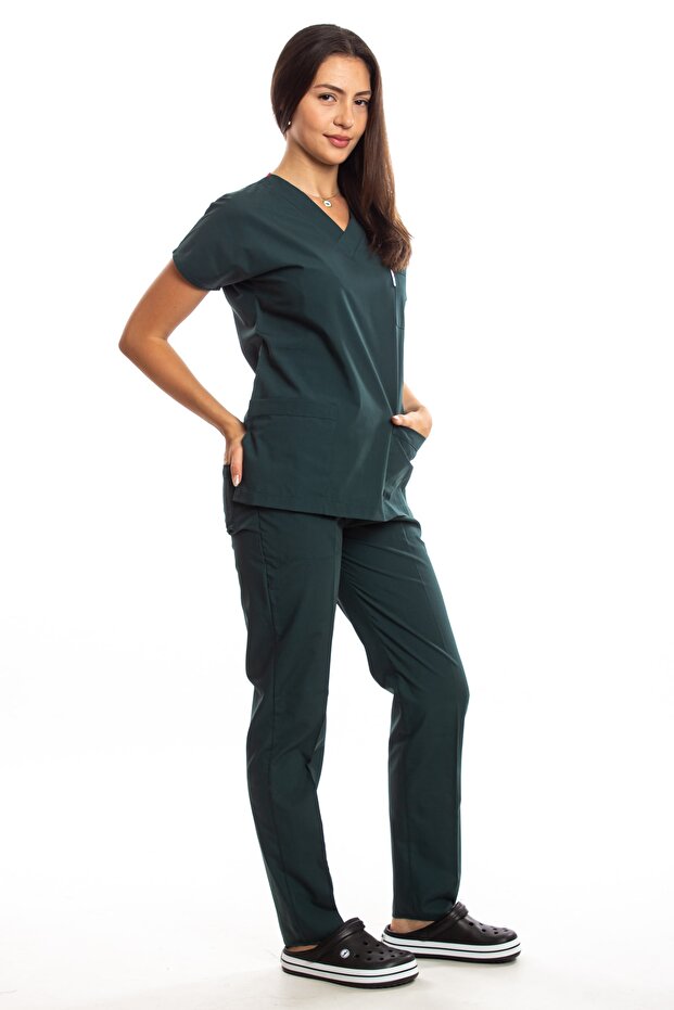 Surgical Doctor Nurse Scrubs Hunter Green Uniform Set