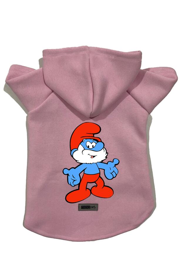 Hooded Fleece Sweatshirt Dog and Cat Outfit & Dress - Pink Smurf - Size XS
