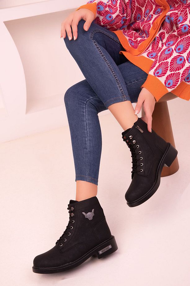 Siyah-Siyah Kadın Bot & Bootie 13779 - 1