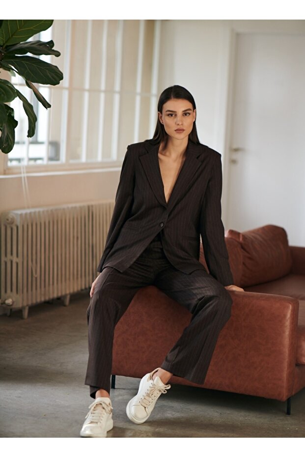 Çizgili Blazer - 8