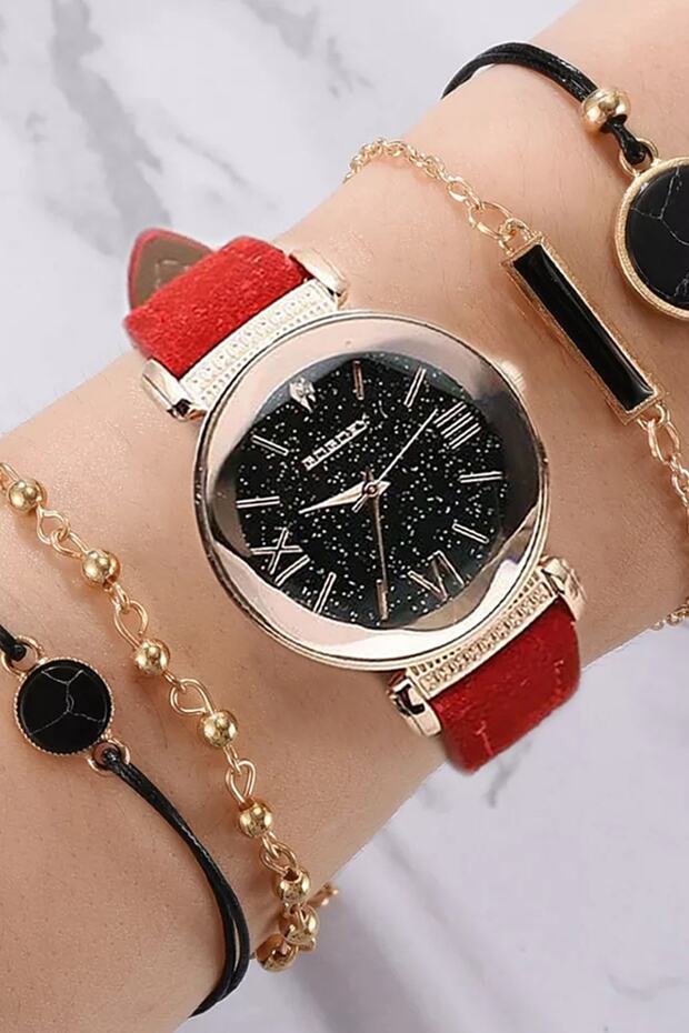Women's Wristwatch Luxury Fashion Stylish Trend Set Clock Red