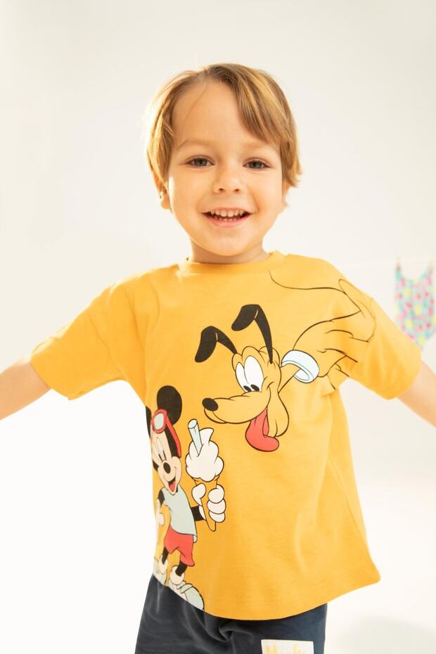 Baby Boy Disney Mickey & Minnie Crew Neck Combed Cotton Short Sleeve T-Shirt