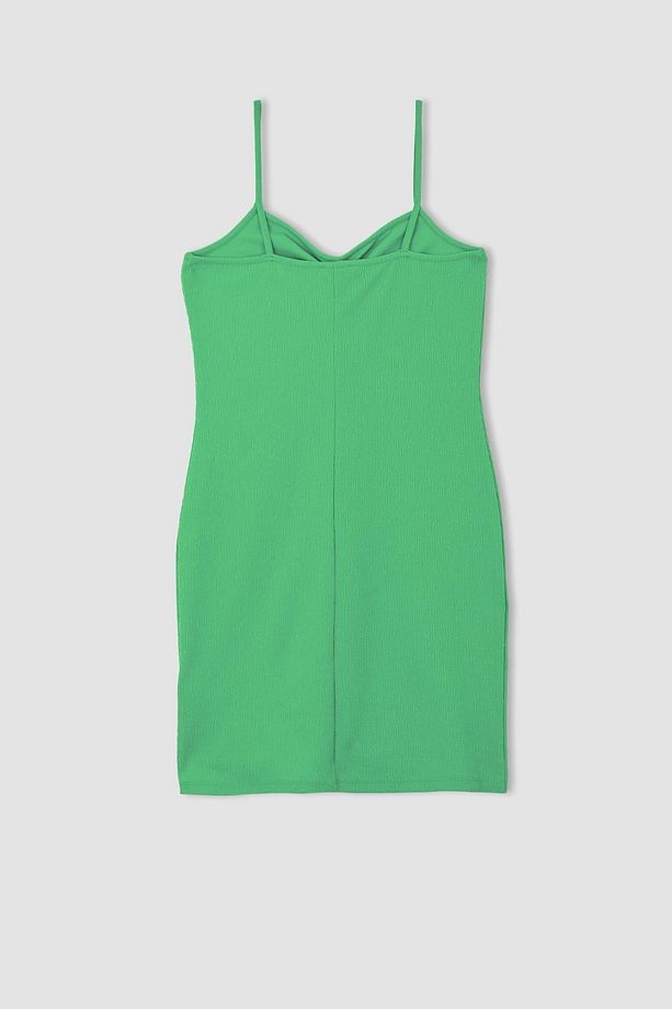 Bodycon Askılı Midi Örme Elbise - 6