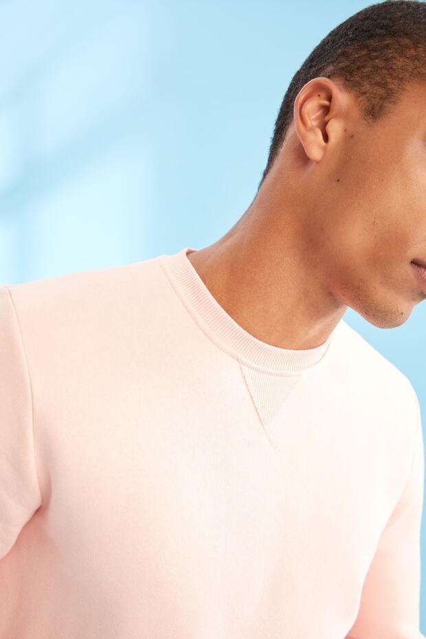 Regular Fit Bisiklet Yaka Basic Pamuklu Sweatshirt - 6