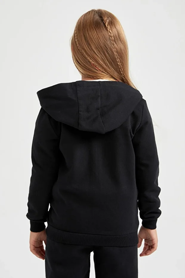 Kız Çocuk Regular Fit Okula Dönüş Kapüşonlu Hırka - 6