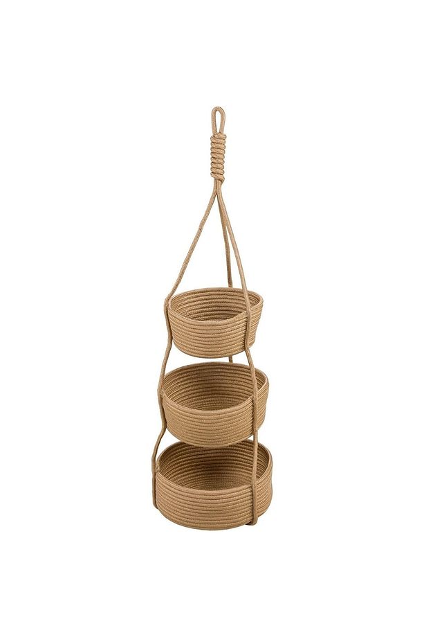 3'lü Jüt Saplı Hasır Duvar Sepeti 80 cm (25 Cm+20 Cm+15 Cm), Duvar Saksısı, Duvar Düzenleyicisi - 1