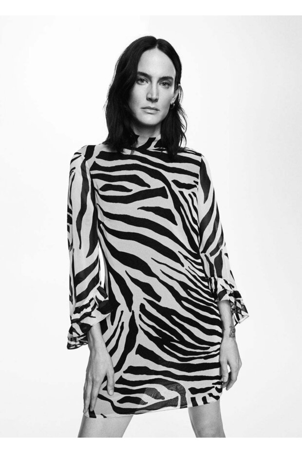 Leopar Desenli Elbise - 1