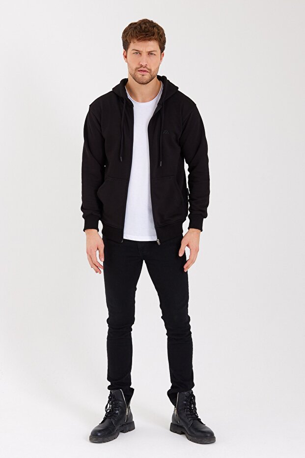Kapüşonlu Fermuarlı Sweatshirt