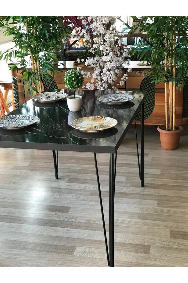 Siyah Mermer Desenli 120 X 80 Tek Masa - 2