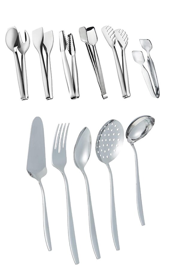 Steel Tongs 11 Piece Serving Tongs Set - Serving Set