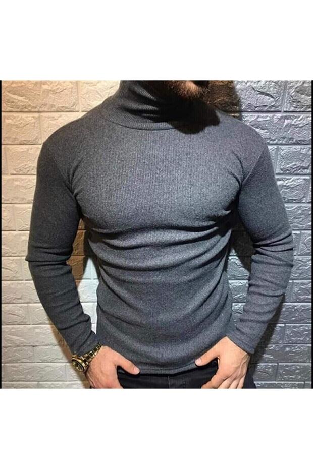Men's Anthracite Full Turtleneck Sweater