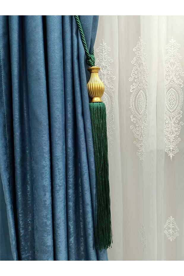 Background Curtain Side Binding Kuka Braçol Emerald Green