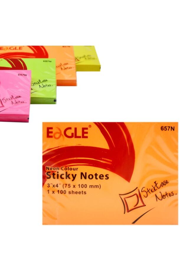 75x100 Mm Neon Renk Sticky Yapışkanlı Not Kağıdı 100 Yaprak (657n) 4 Adet - 4