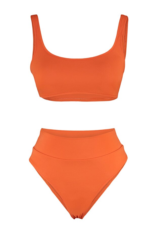 Nar Çiçeği Bralette Kaplı Regular Yüksek Bel Bikini Takımı TBESS22BT0010 - 7