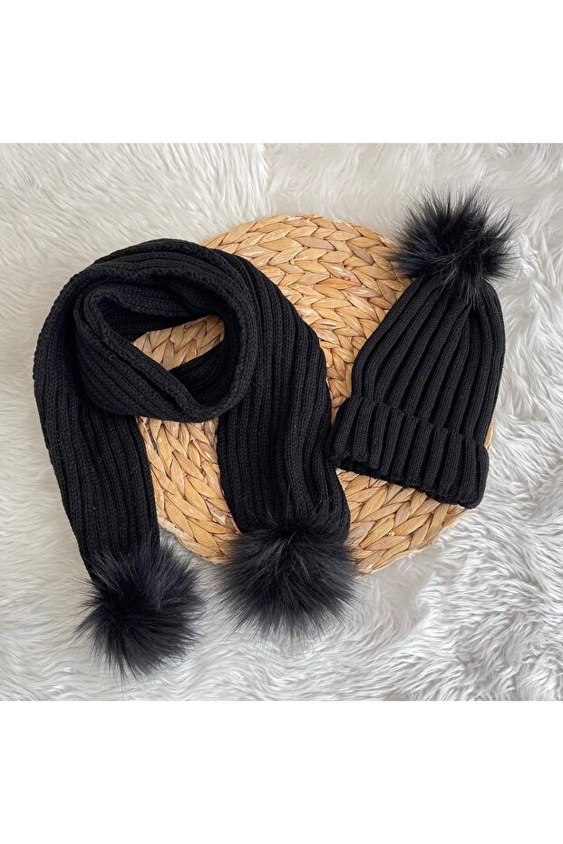 Children's Pompom Scarf & Beanie Set of 2