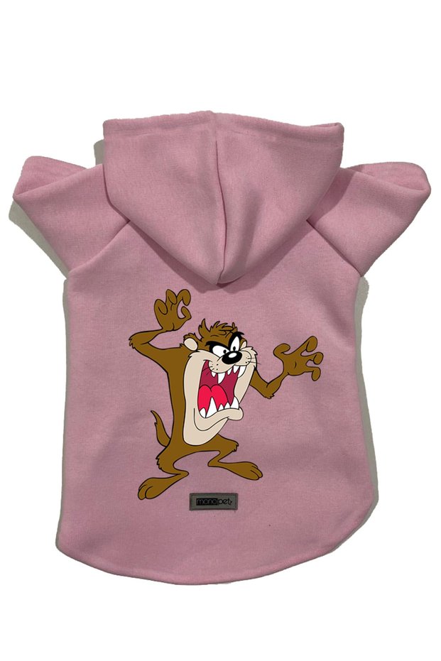 Hooded Fleece Sweatshirt Dog And Cat Outfit & Dress - Pink Tasmanian Devil
