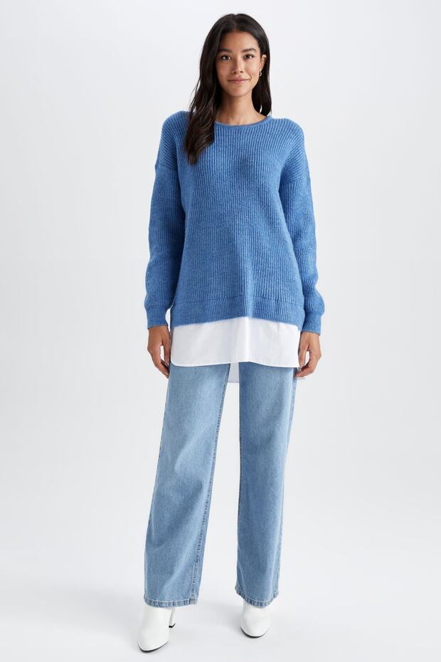 New Regular Fit Basic Hamile Triko Kazak - 2