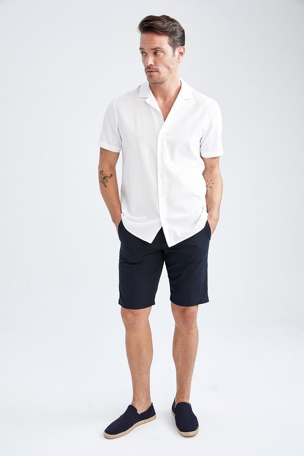 Regular Fit Basic Chino Pamuklu Bermuda Şort - 2