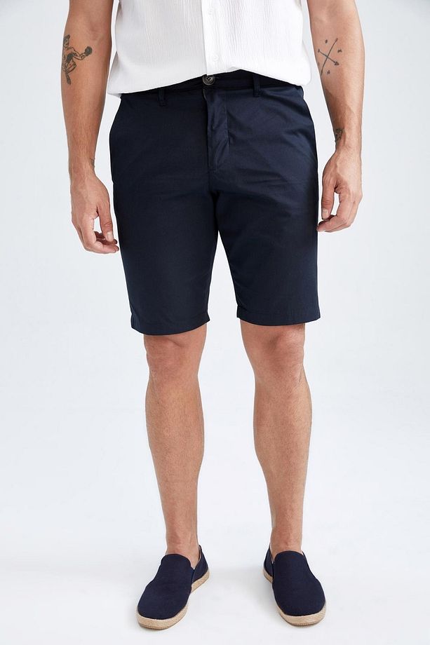 Regular Fit Basic Chino Pamuklu Bermuda Şort - 4
