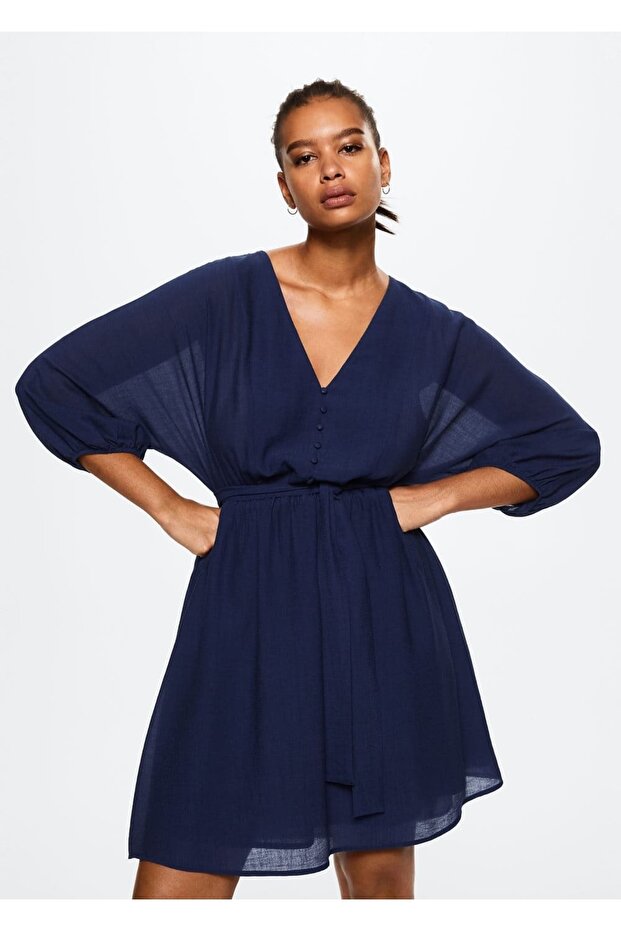 Kemerli Kısa Elbise - 5