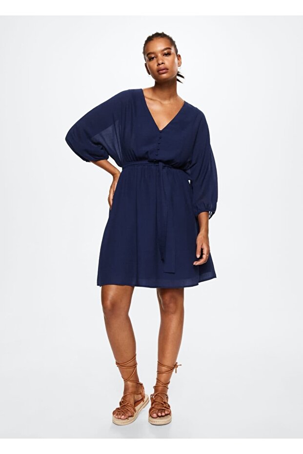 Kemerli Kısa Elbise - 7