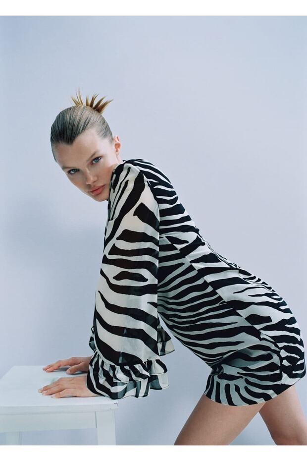 Leopar Desenli Elbise - 8