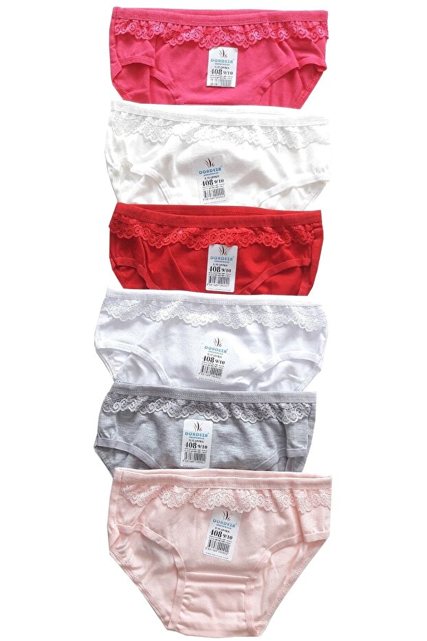 Lace Girl's Panties Mixed Color 6 Pieces