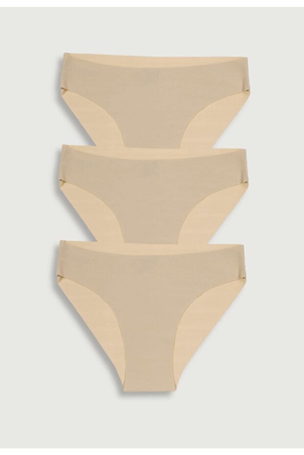 Women's Beige Laser Cut Non-Marking Panties 3 Pack
